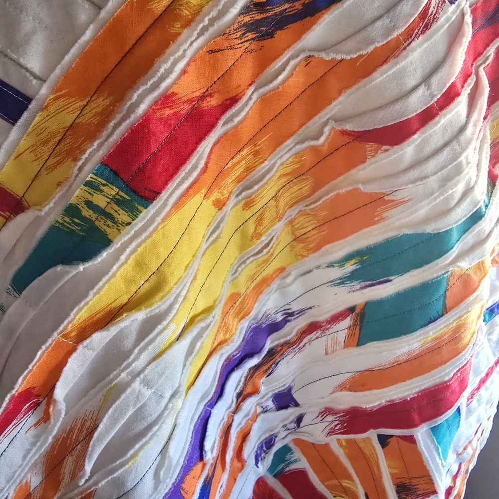 Vintage Handmade Quilted Colorful Jacket Size Small Medium - Picture 2 of 5